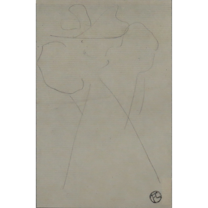 Attributed to: Henri de Toulouse Lautrec, French (1864-1901) "Untitled" Original Pencil Drawing on Paper