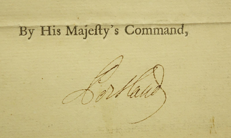 King George III of England (1738-1820) Circa June 1, 1798 Letter to “Our Trusty & Well Loved Robert Holt"