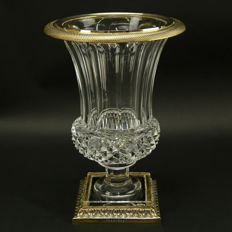 Faberge Crystal Gilt Metal Mounted Urn