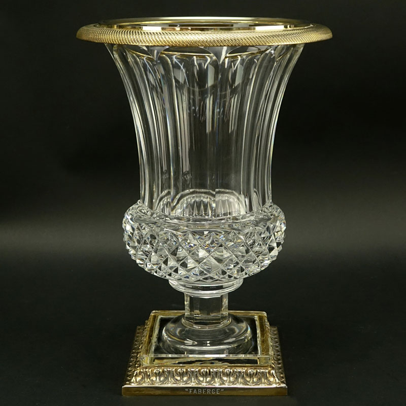 Faberge Crystal Gilt Metal Mounted Urn