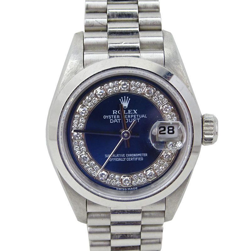 Lady's Platinum Rolex Datejust Chronometer with Diamond Dial