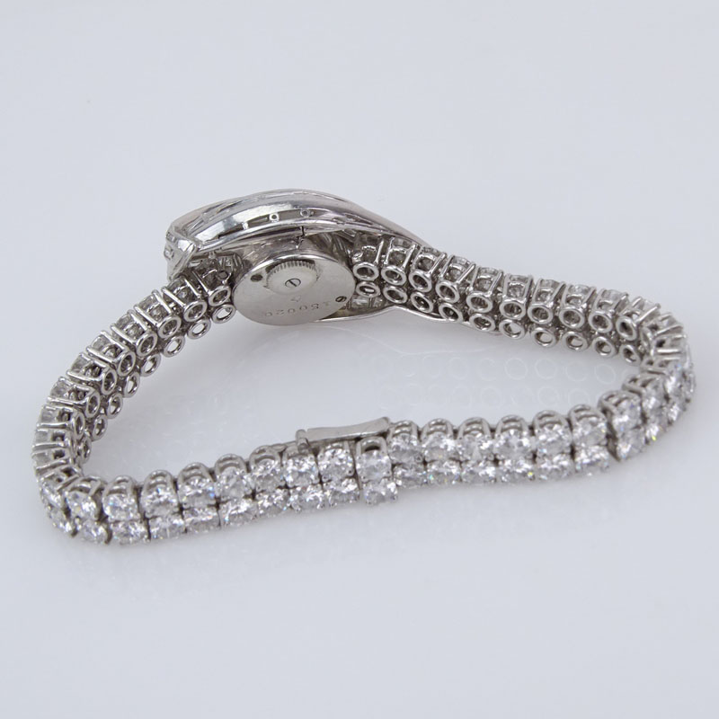 25.0 Carat Round Brilliant and Baguette Cut Diamond and Platinum Bracelet Watch. 