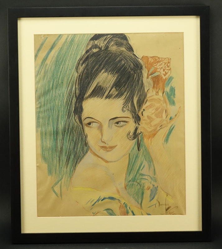 Harrison Fisher, American (1875-1934) Pastel Illustration on Paper "Pretty Lady" Signed lower right