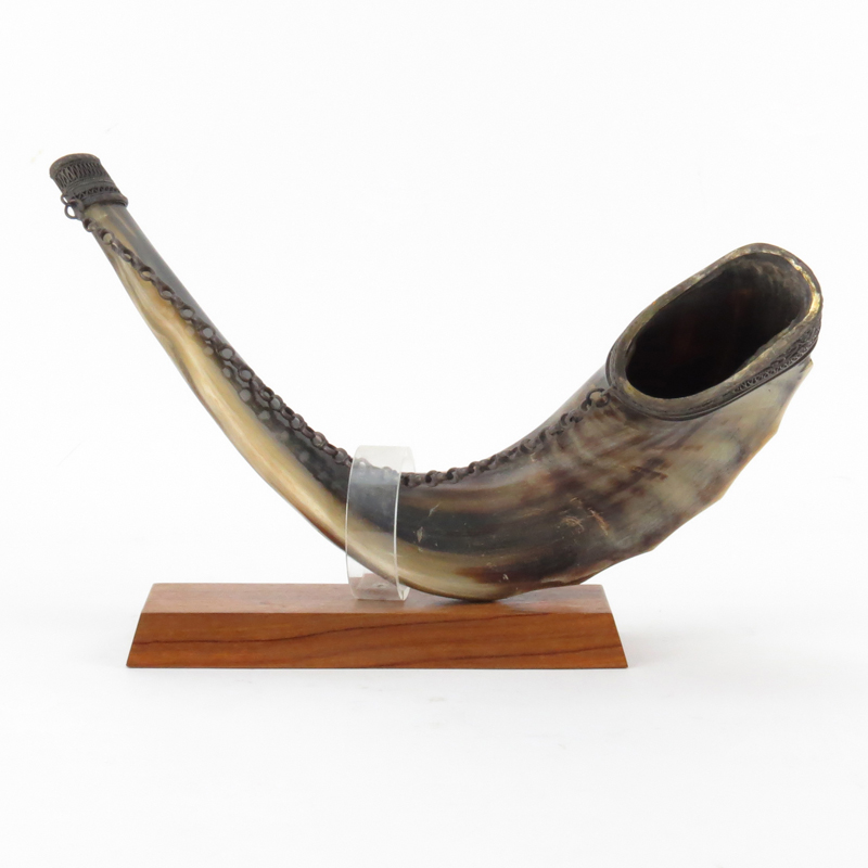 Antique Judaica Silver Mounted Shofar