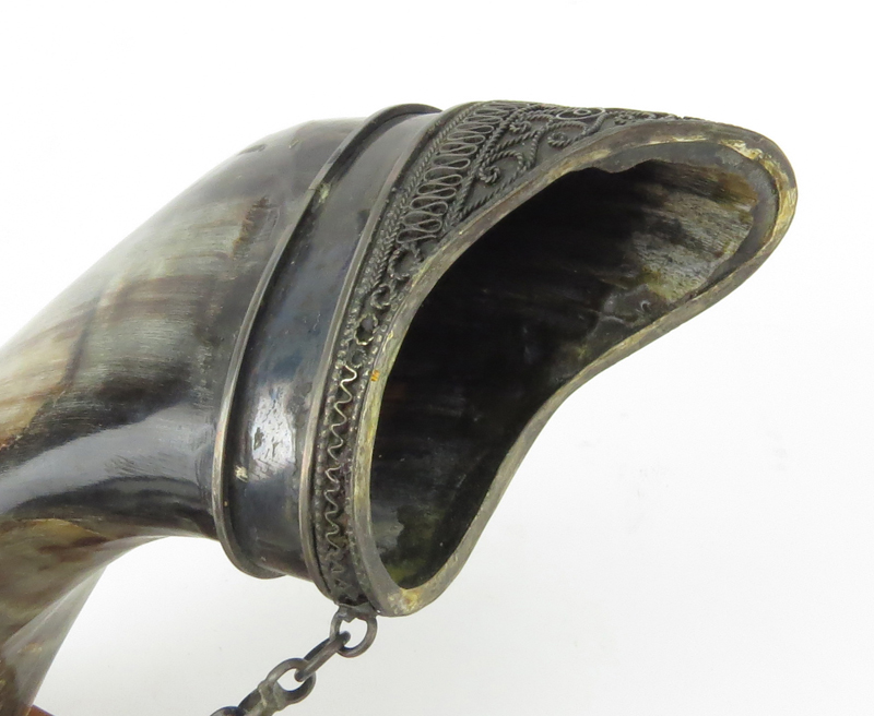 Antique Judaica Silver Mounted Shofar