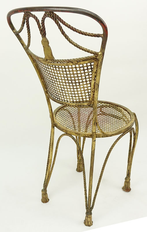 Mid Century Louis XV Style Gilt Wrought Iron Side Chair