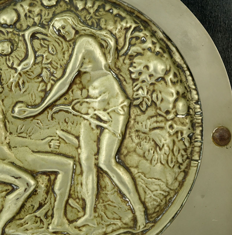 Antique Judaica Silver Repoussé Plaque "Adam and Eve"