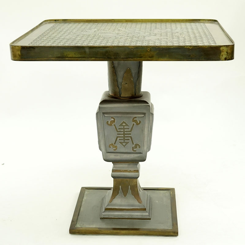 Philip and Kelvin LaVerne Patinated Bronze and Pewter Side Table