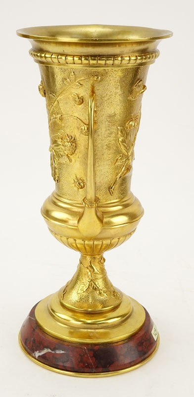 Early 20th French Empire Style Century Gilt Bronze Relief Urn Mounted on Underside