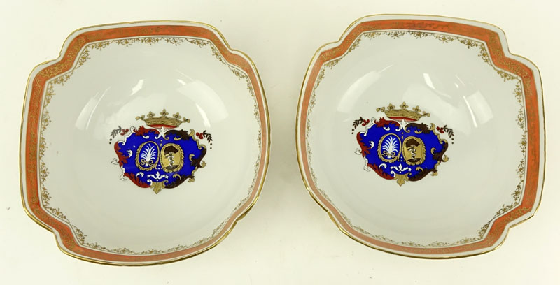 Pair of Chinese Hand Painted "Coat of Arms" Armorial bowls