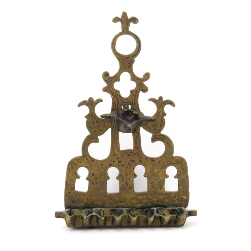 Early Judaica Brass Oil Menorah, Probably Persian