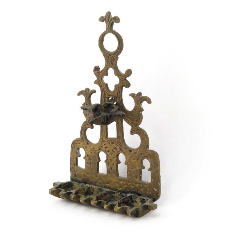 Early Judaica Brass Oil Menorah, Probably Persian