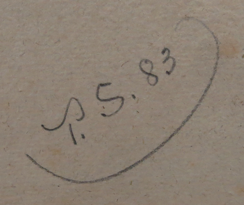 19th Century Pencil and Sanguine Pencil Drawing with white highlights on tan paper "Male Nude"