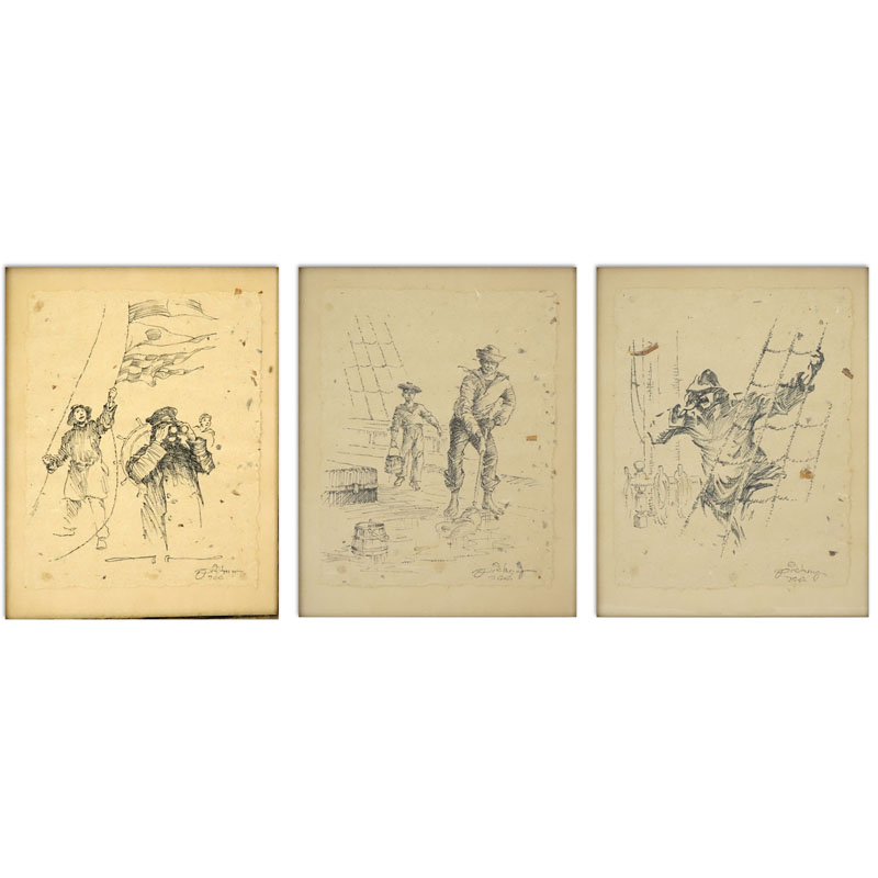 Three (3) Vintage Illustration Sketches