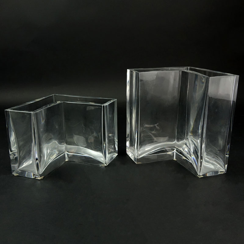 Two (2) Baccarat Clear Crystal Auspicious Vases