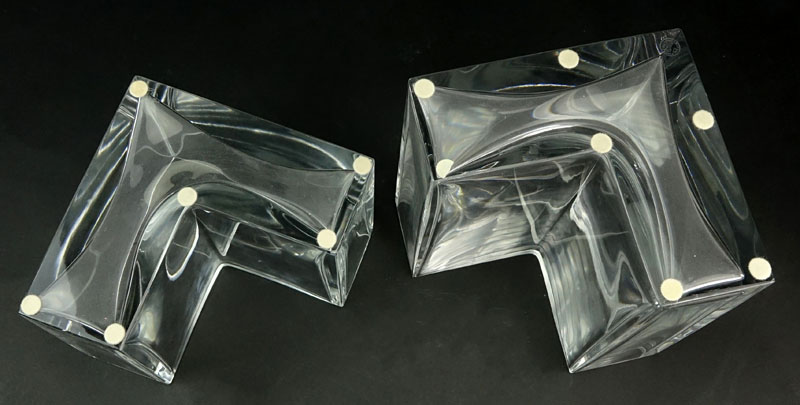 Two (2) Baccarat Clear Crystal Auspicious Vases