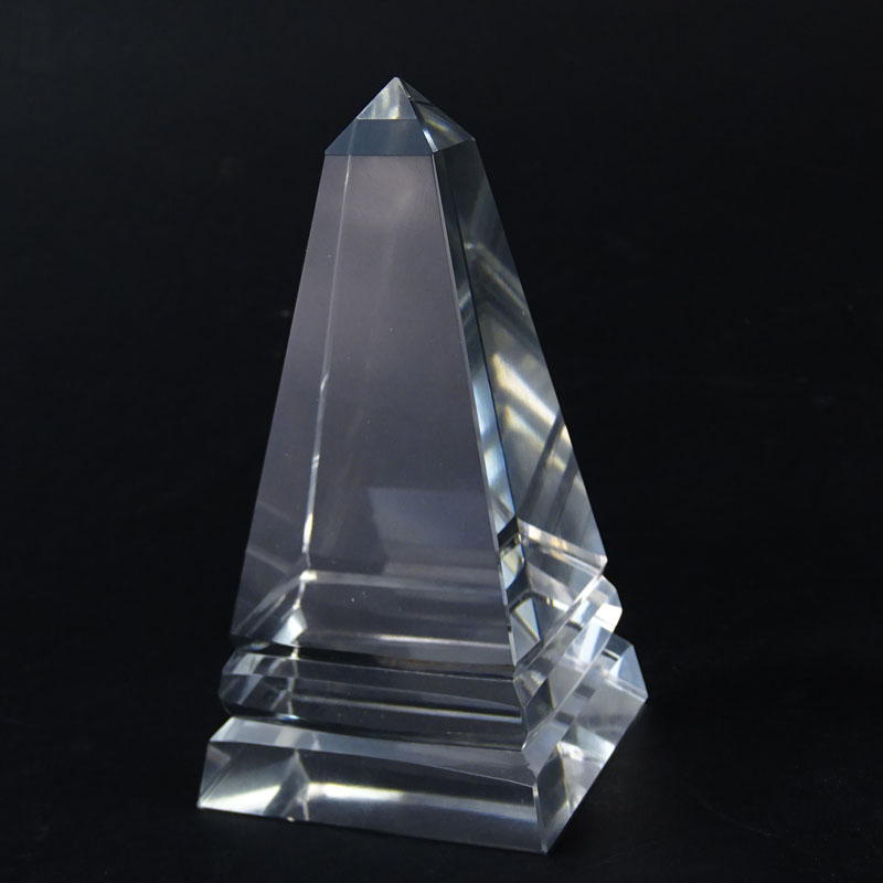 Two (2) Glass Prism Obelisks