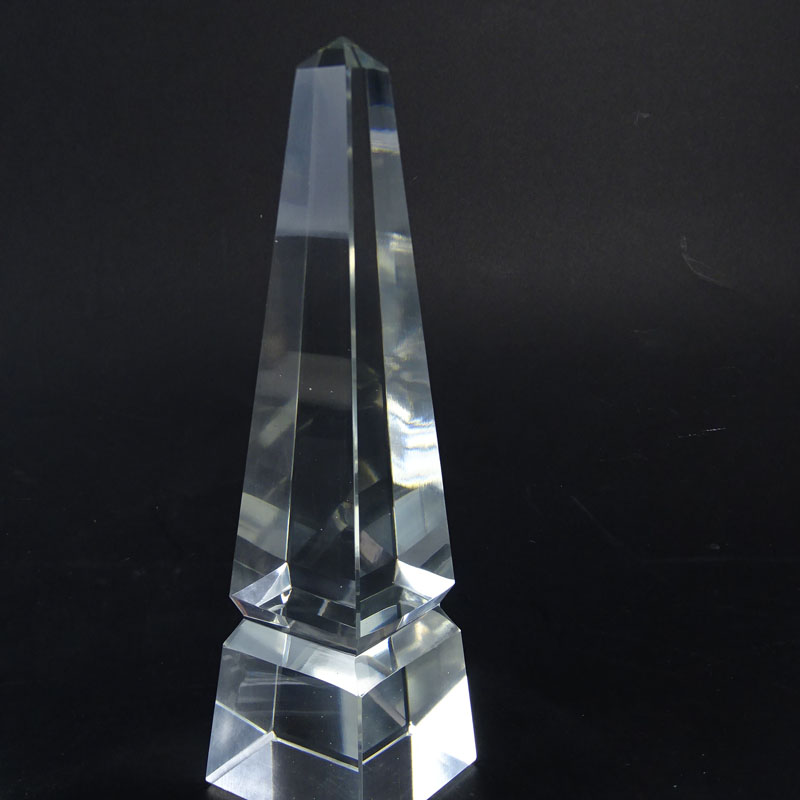 Two (2) Glass Prism Obelisks