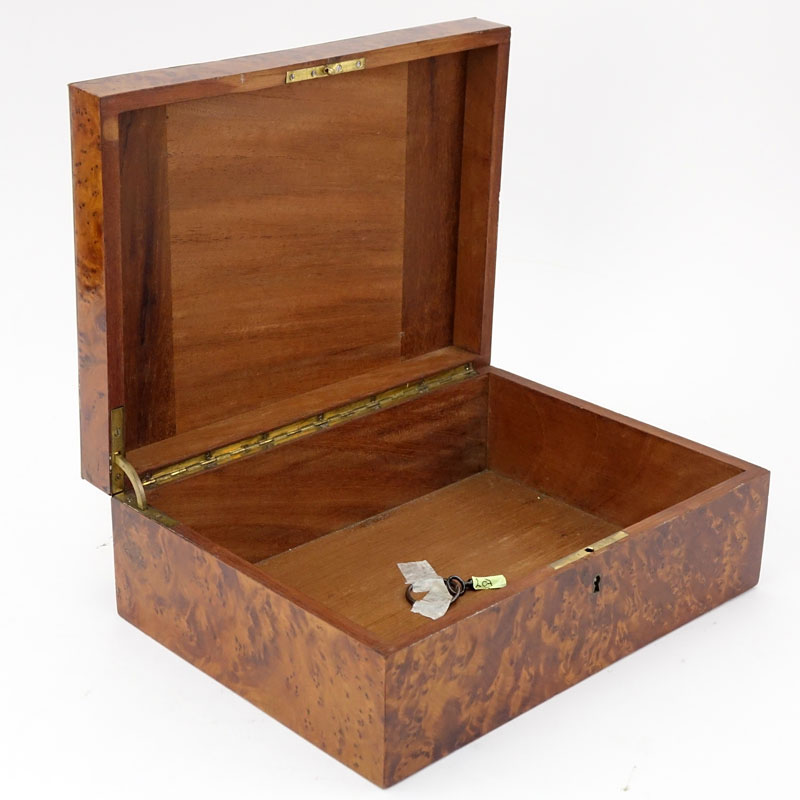 English Inlaid Yew Wood Cigar Box