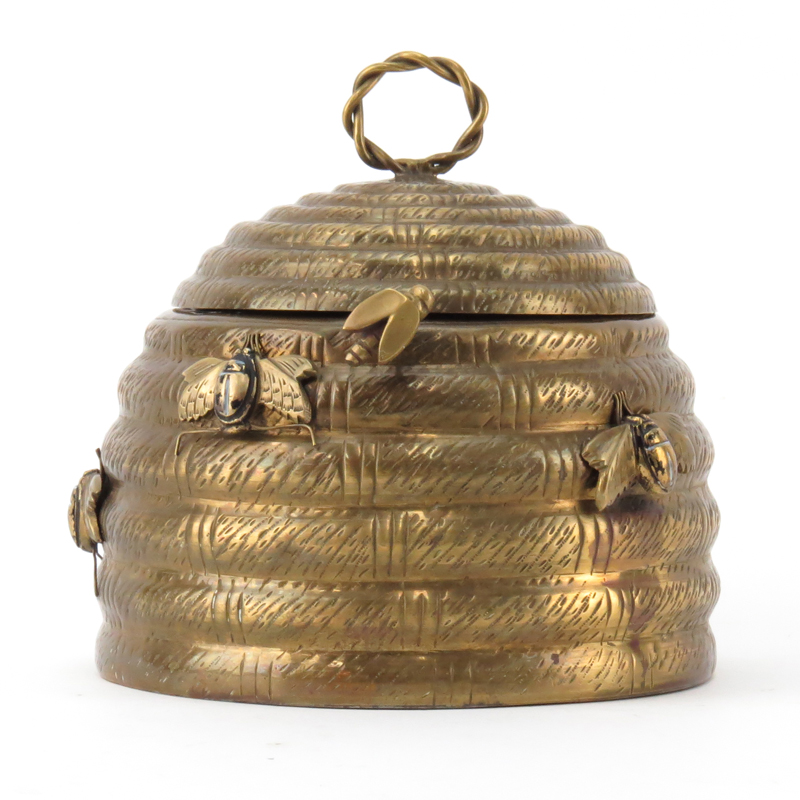 Vintage Mottahedeh Brass Beehive Lidded Box