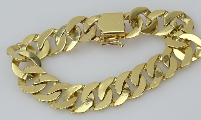 Man's Vintage 14 Karat Yellow Gold Wide Link Bracelet