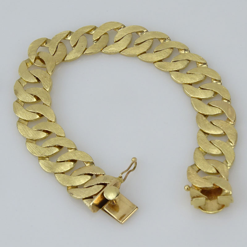 Man's Vintage 14 Karat Yellow Gold Wide Link Bracelet