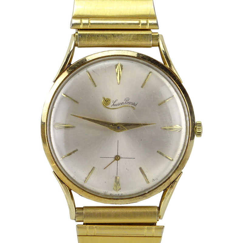 Men's Vintage Lucian Picard 14 Karat Yellow Gold Manual Movement Watch with Gold Fill Bracelet