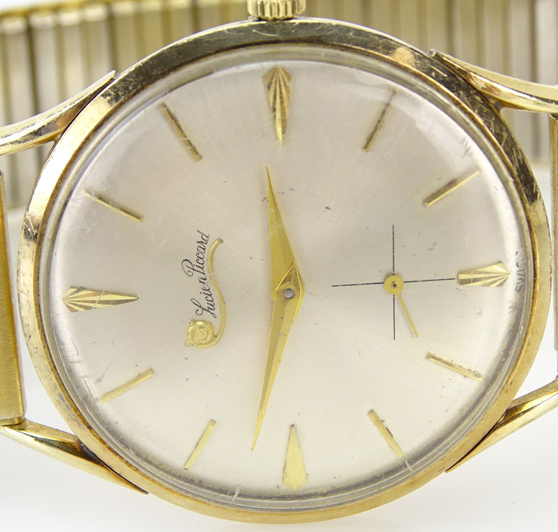 Men's Vintage Lucian Picard 14 Karat Yellow Gold Manual Movement Watch with Gold Fill Bracelet