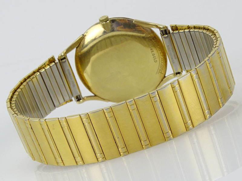 Men's Vintage Lucian Picard 14 Karat Yellow Gold Manual Movement Watch with Gold Fill Bracelet