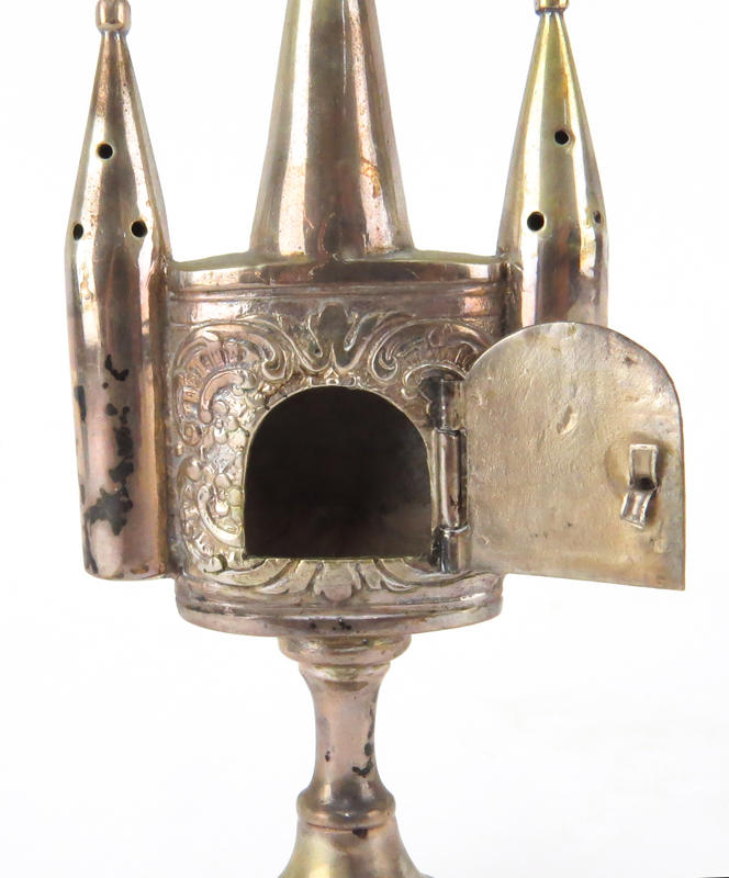 20th Century Judaica Silver Tower Form Spice Box