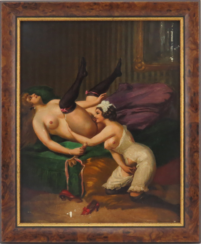 Early 20th Century Continental School Erotic Oil on Artist Board