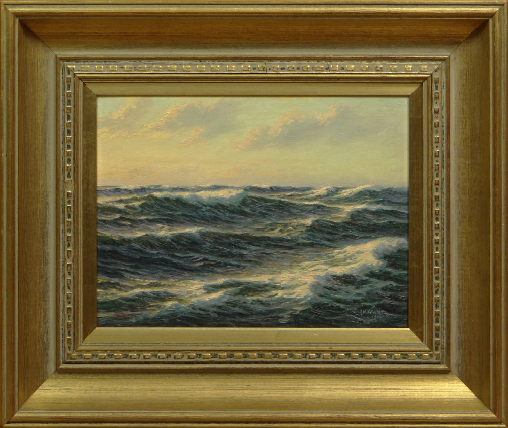 Josef M. Arentz American (1903-1969) Oil on Masonite "Whitecaps" Circa 1949. 