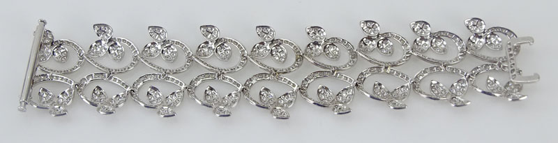 23.50 Carat Pave Set Round Brilliant Cut Diamond and 18 Karat White Gold Bracelet.