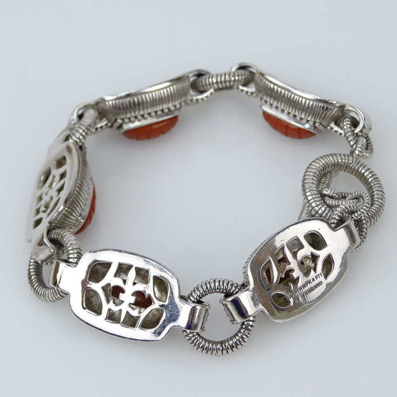 Judith Ripka Sterling Silver, CZ and Coral Bracelet