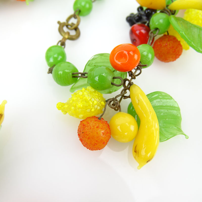 Vintage Hand-blown Glass Fruit Salad Necklace