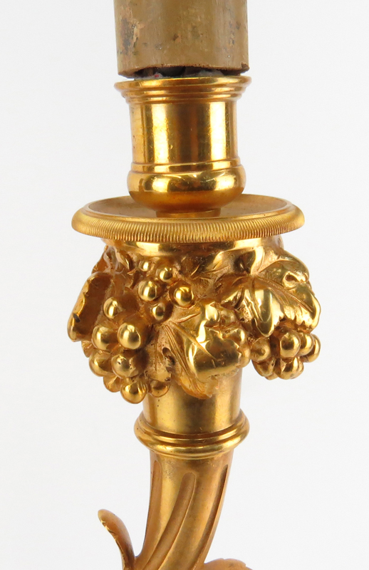 Late 19th Century Two Arm Gilt Bronze Putti Lamp on Marble Base