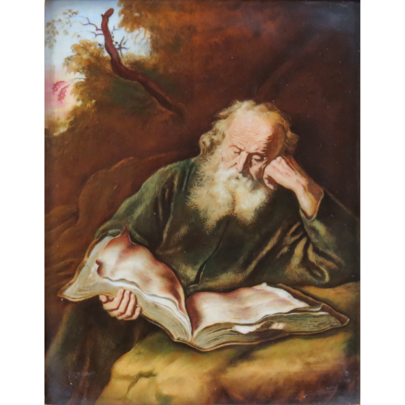 After: Salomon Koninck, Dutch (1609-1656) "The Hermit" Rosenthal Porcelain Plaque