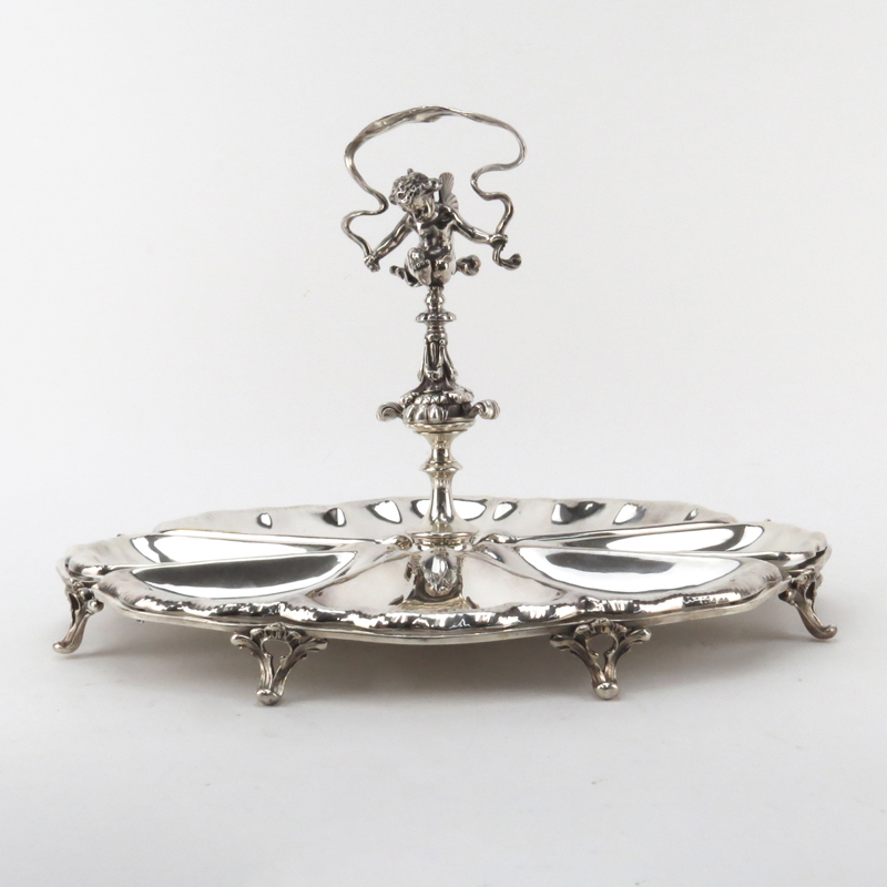 Fratelli Broggi Milano (20th Century) Art Nouveau Italian Silver Plate Divided Centerpiece Dish