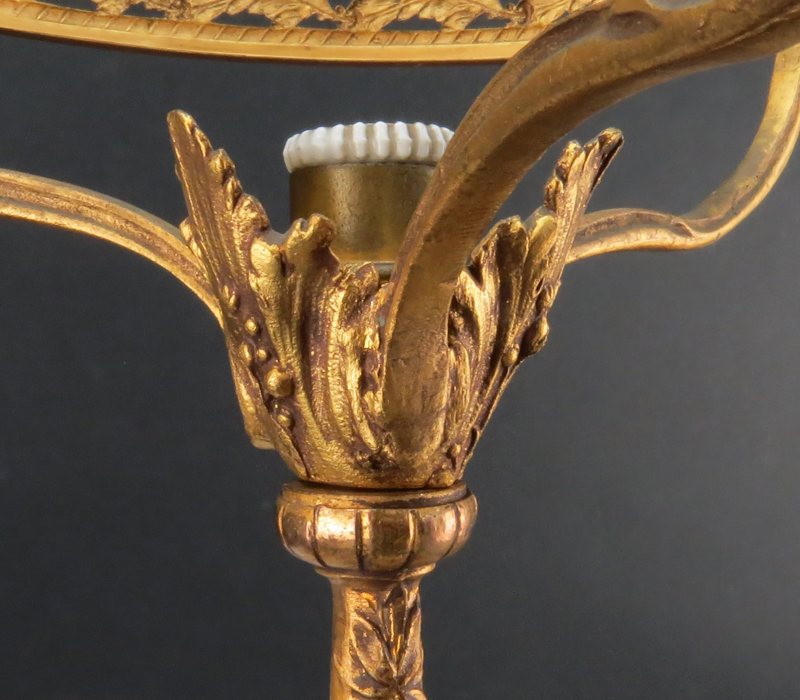 Mednat, French (20th century) Art Nouveau Gilt Bronze and Bisque Figural Lamp on Marble Base