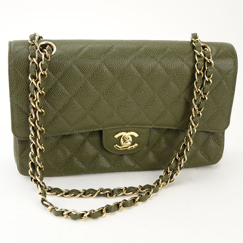 Chanel Olive Grey Patent Leather Jumbo Double Flap Classic 2.55