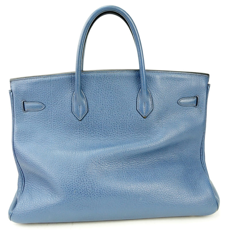 Hermès Bleu Nuit Clemence Leather Birkin Bag 40 With Palladium Hardware