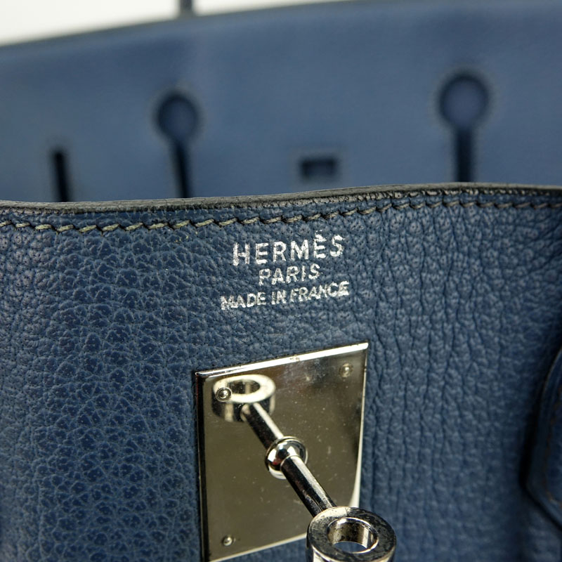 Hermès Bleu Nuit Clemence Leather Birkin Bag 40 With Palladium Hardware