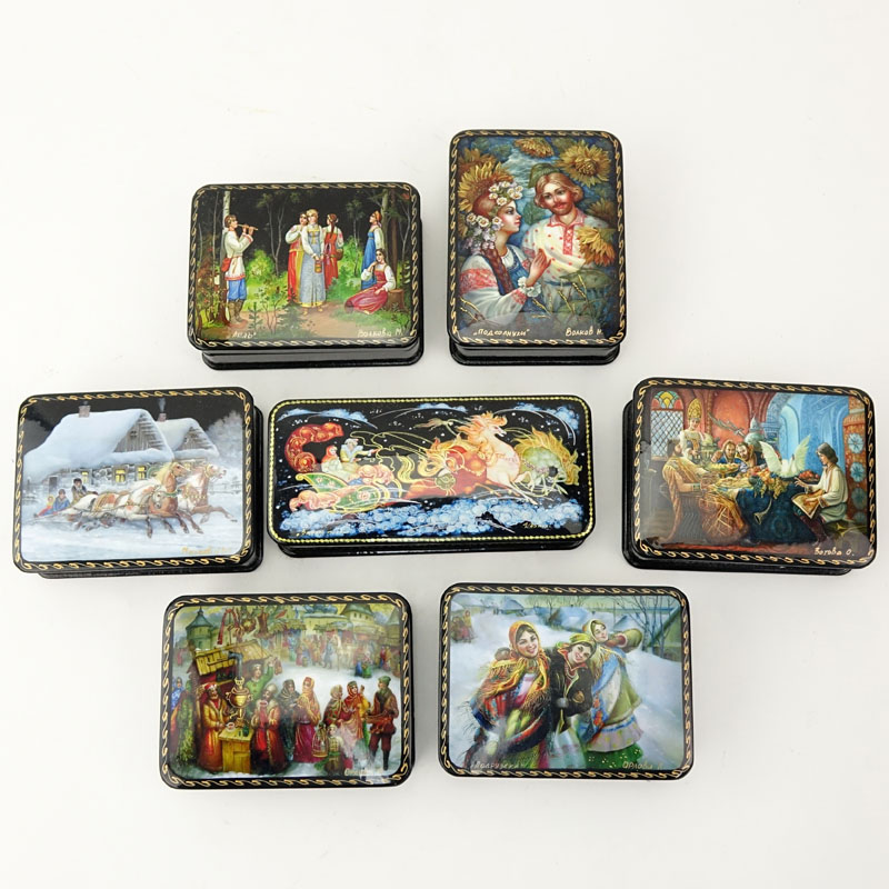 Collection of Seven (7) Russian Lacquer Boxes