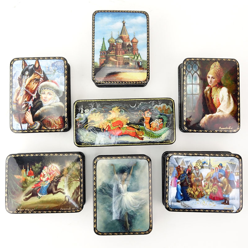 Collection of Seven (7) Russian Lacquer Boxes