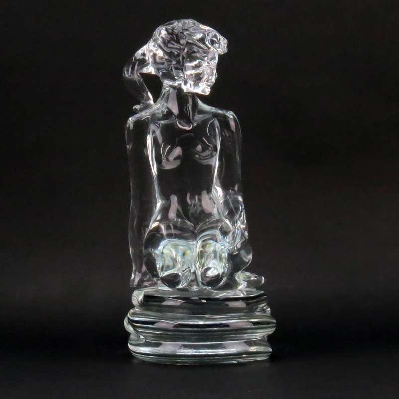 Loredano Rosin, Italian (1936-1991) Murano Glass Sculpture with Base , Seated Nude