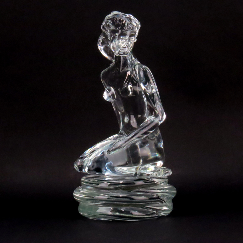 Loredano Rosin, Italian (1936-1991) Murano Glass Sculpture with Base , Seated Nude