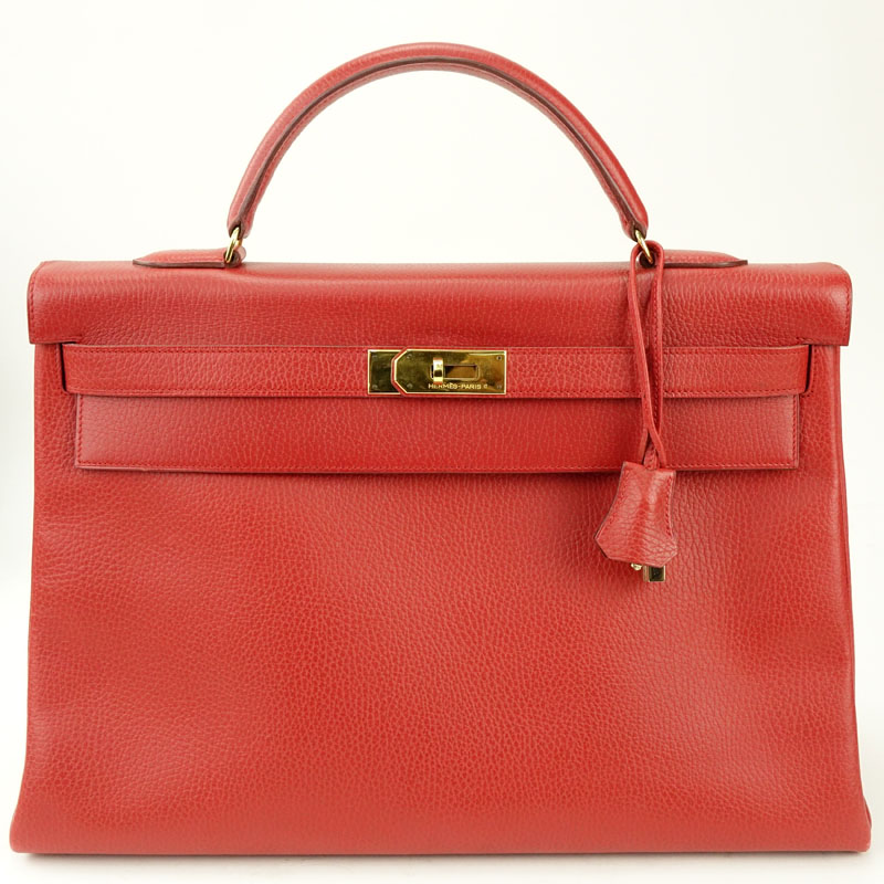 Hermès Red Calfskin Leather Kelly 40 Bag