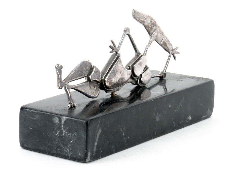 Oswaldo Vigas, Venezuelan (1926-2014) Sterling Silver Sculpture on Marble Base, Reclining Bujita