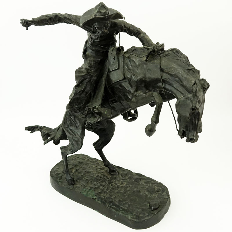 After: Frederic Remington, American (1861-1909) Bronze "Bronco Buster" Signed