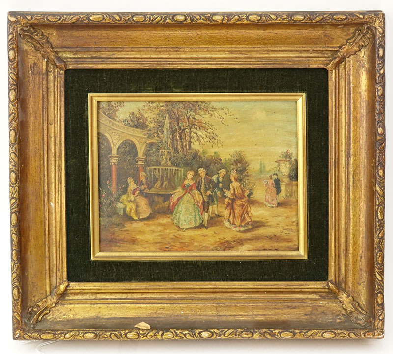 Pair of After: Antoinette Haudebourt-Lescot, French (1784-1845) 18th Century Style Oil on Panels Signed Lower Left